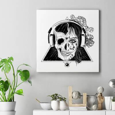قاب کنواس مربع Womans-Face-Skull